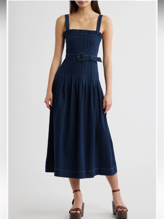 Moon River Dresses & Skirts - Anthropologie Denim Belted Midi Dress